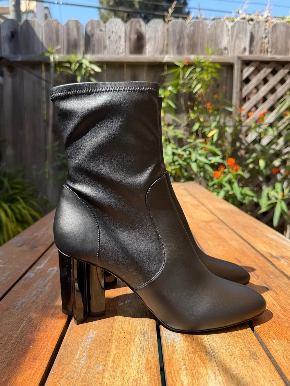 LOUIS VUITTON Uniforms Black Stretch Leather Silhouette Ankle Boots